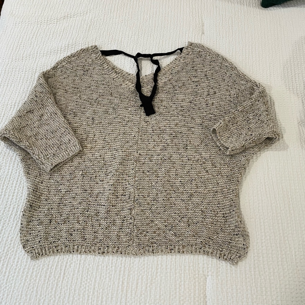 DJ and Juju women’s tan brown sweater tie back pullover size extra large - Picture 2 of 3